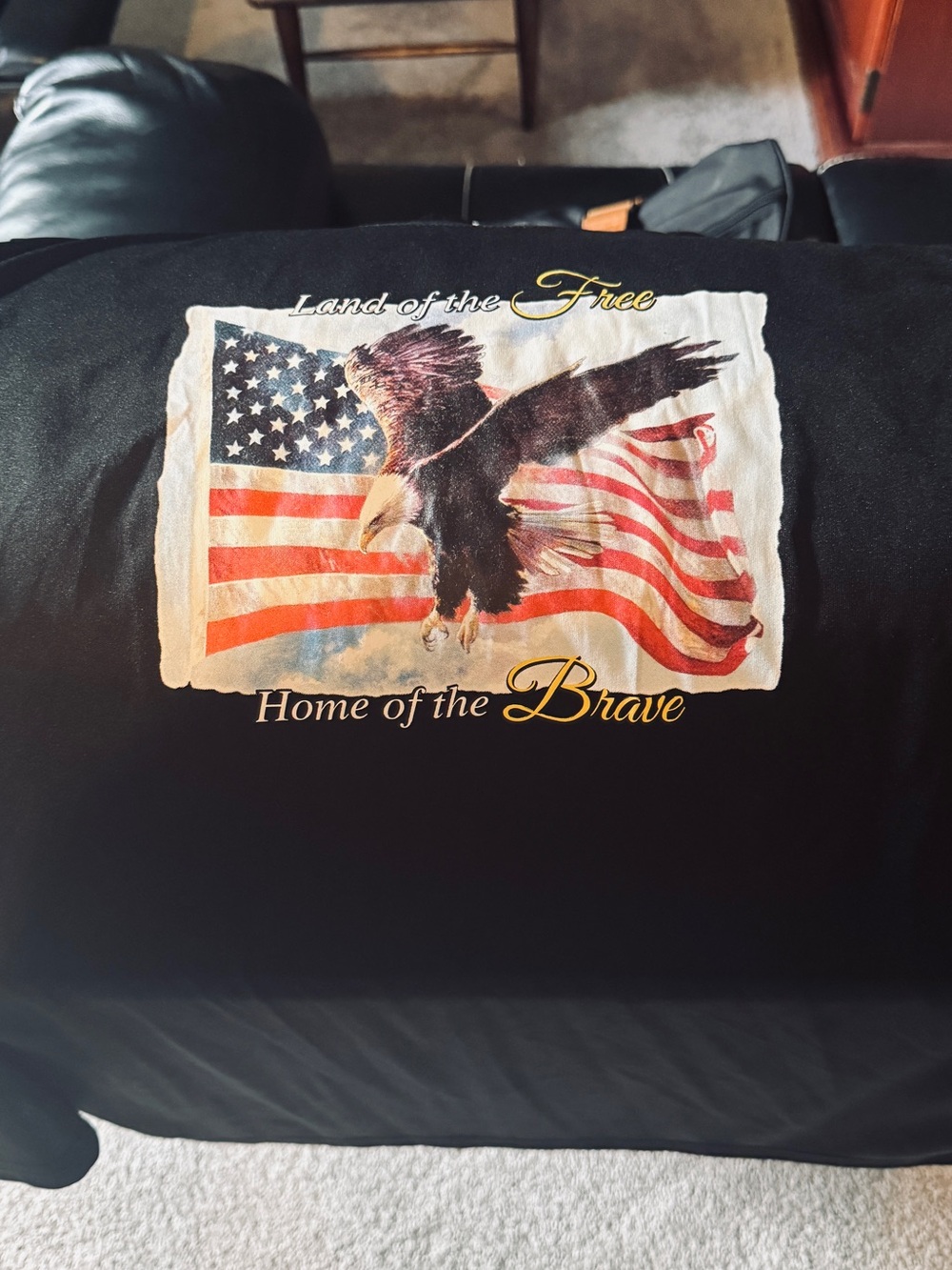 Patriotic Eagle Print Black Bedding Throw - Land of the Free